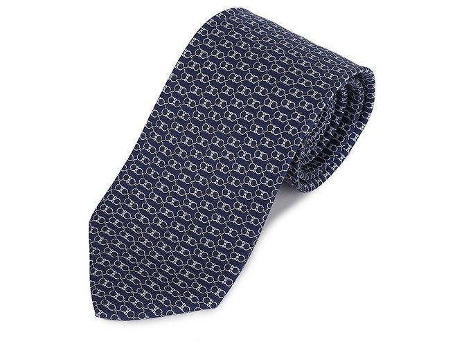 Salvatore Ferragamo Cravatta in seta stampata da uomo NAVY BLUE - vista 3