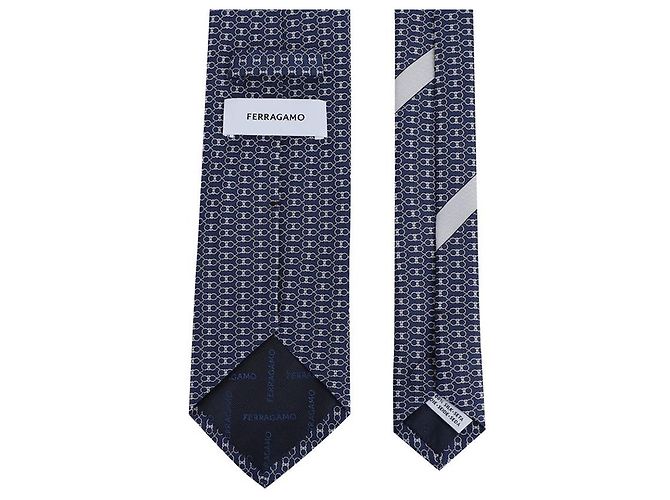 Salvatore Ferragamo Cravatta in seta stampata da uomo NAVY BLUE - vista 4