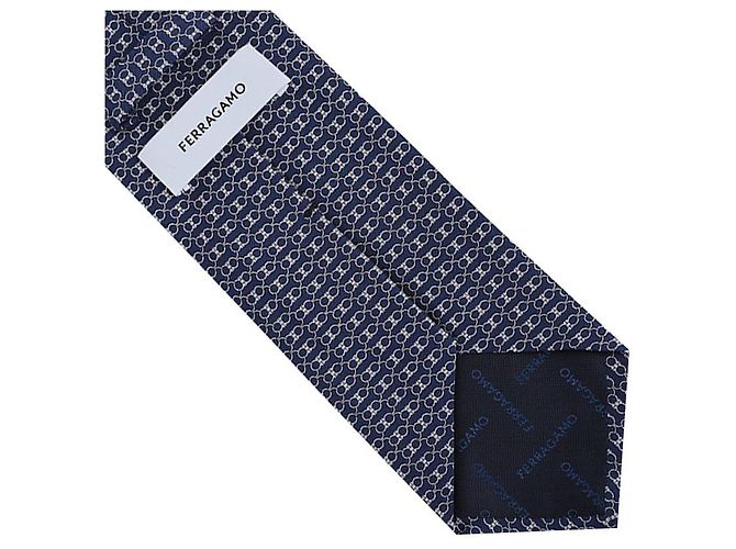 Salvatore Ferragamo Cravatta in seta stampata da uomo NAVY BLUE - vista 6
