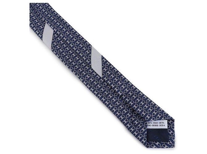 Salvatore Ferragamo Cravatta in seta stampata da uomo NAVY BLUE - vista 7
