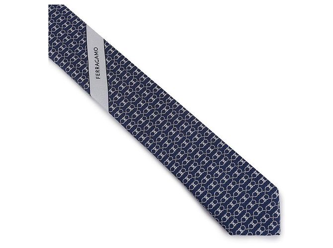Salvatore Ferragamo Cravatta in seta stampata da uomo NAVY BLUE - vista 8