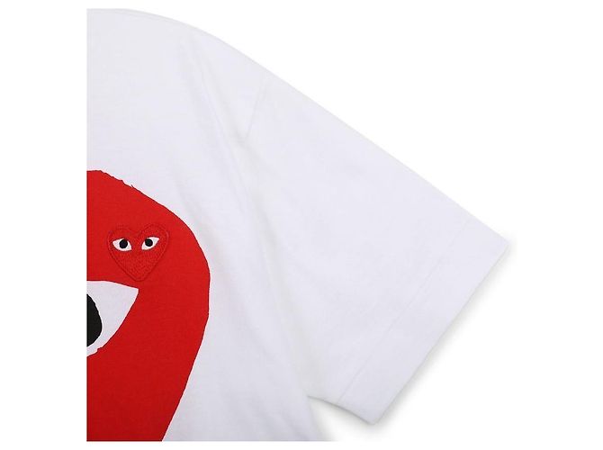 Comme Des Garcons T-Shirt mit kurzen Ärmeln und Big Heart Red Patch Weiß - Ansicht 6