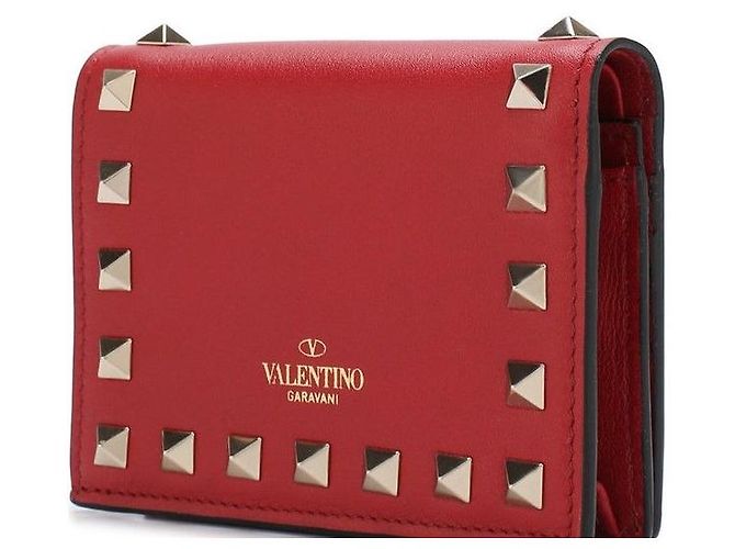 Valentino Französische Lederbrieftasche Rot - Ansicht 4