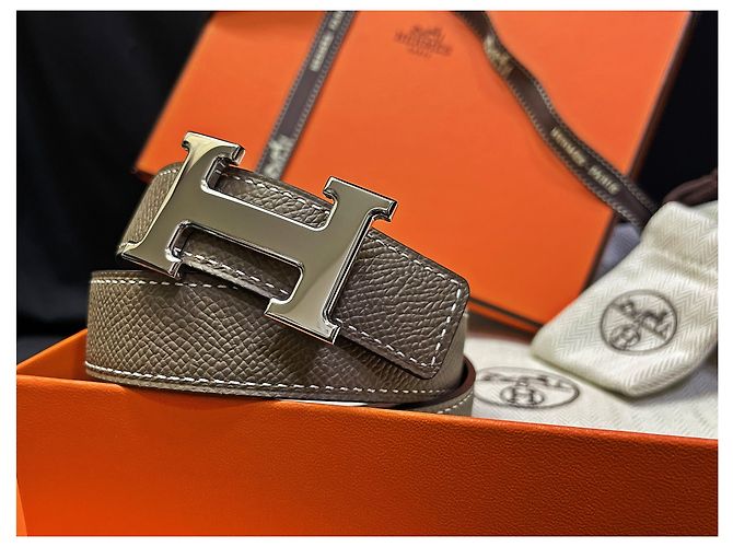 Hermès Cintura reversibile da donna Classic Black Etruscan Outstitch Argentata Multicolore - vista 2