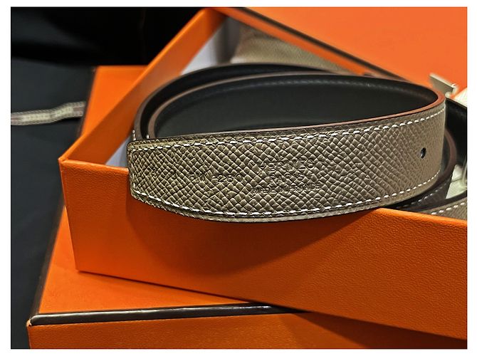 Hermès Cintura reversibile da donna Classic Black Etruscan Outstitch Argentata Multicolore - vista 4