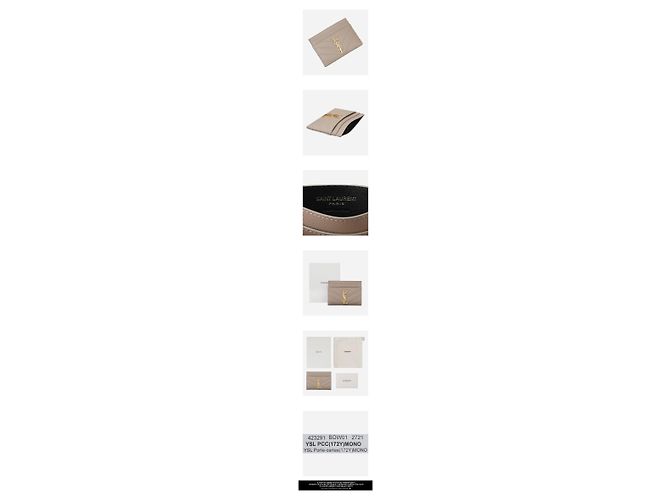 Saint Laurent Monogram Kartenetui Dunkelbeige Braun - Ansicht 3
