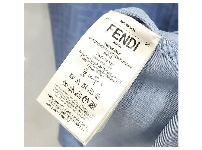 Fendi Hellblaues Seidenhemd mit ff FF-Muster - Ansicht 5