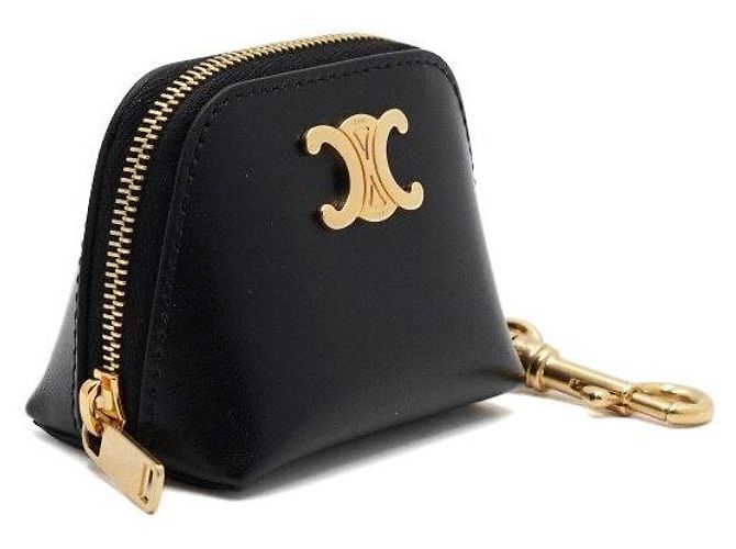 Céline Portamonete Micro Triomphe con charm per borsa in pelle nera - vista 3