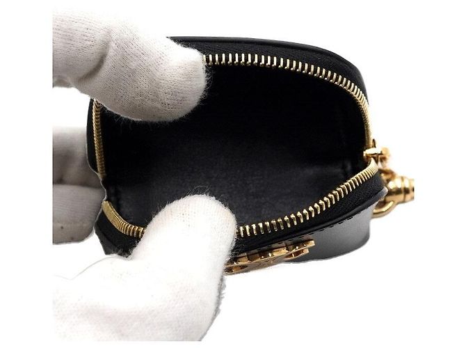 Céline Portamonete Micro Triomphe con charm per borsa in pelle nera - vista 5