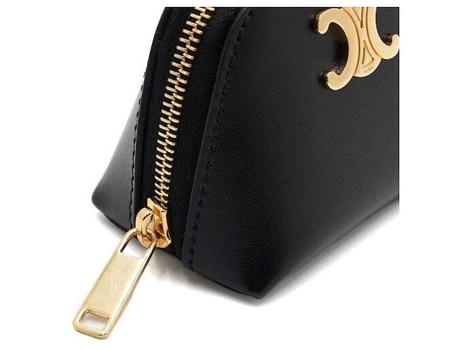 Céline Portamonete Micro Triomphe con charm per borsa in pelle nera - vista 7