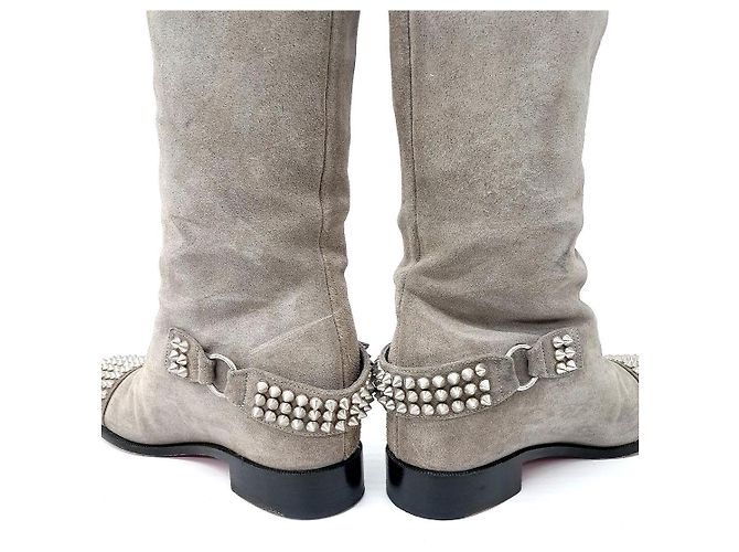 Botas largas de gamuza Christian Louboutin Castaño - vista 3