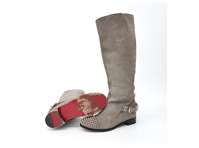 Botas largas de gamuza Christian Louboutin Castaño - vista 4