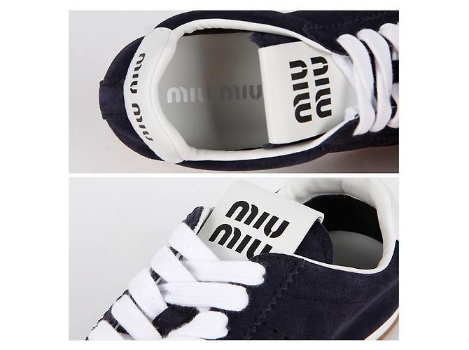 Miu Miu Logo Wildleder-Sneaker Schwarz - Ansicht 11