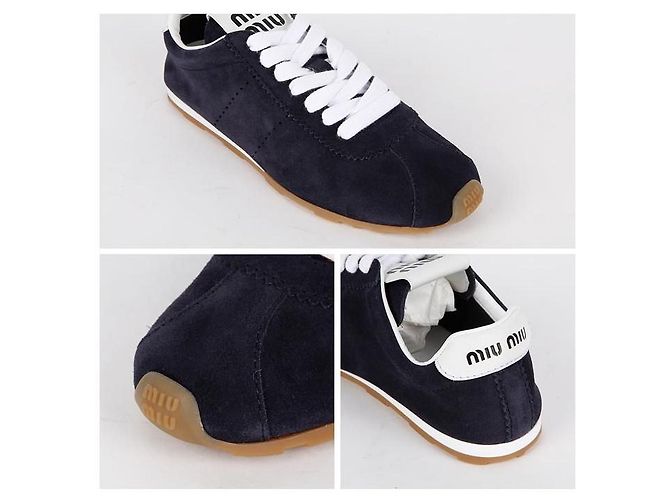 Miu Miu Logo Wildleder-Sneaker Schwarz - Ansicht 5