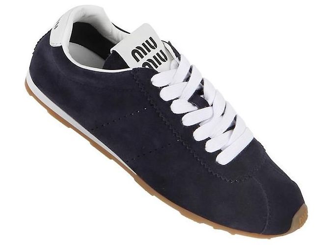 Miu Miu Logo Wildleder-Sneaker Schwarz - Ansicht 8