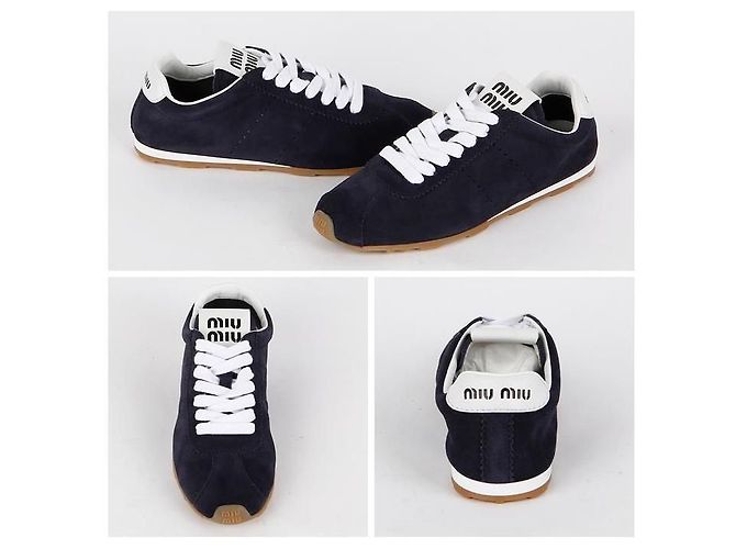 Miu Miu Logo Wildleder-Sneaker Schwarz - Ansicht 9
