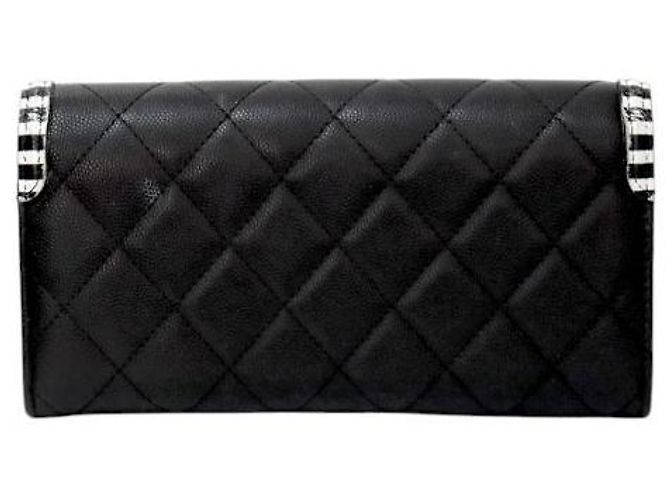 Chanel Cartera larga de rayas negras Negro - vista 3