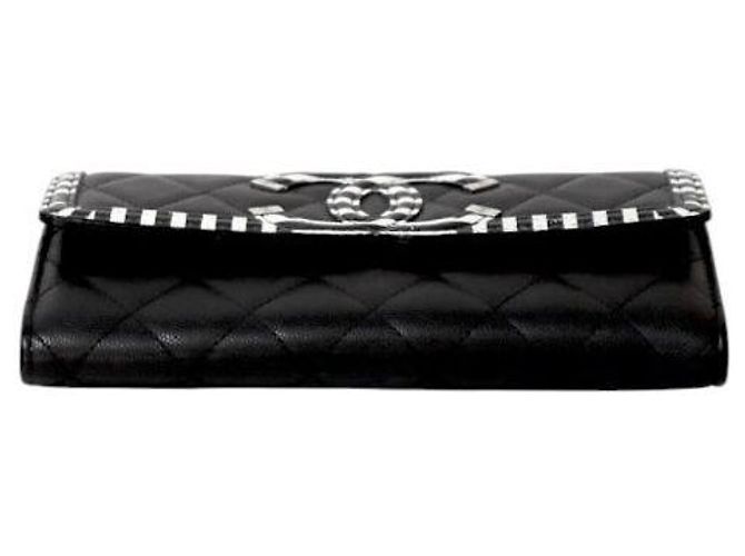 Chanel Cartera larga de rayas negras Negro - vista 4