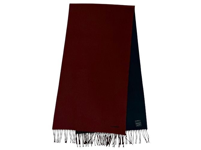 Hermès Estola de cashmere Hermes Recto Verso Bordeaux Azul marinho - vista 3