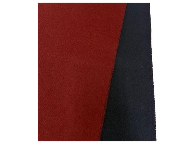 Hermès Estola de cashmere Hermes Recto Verso Bordeaux Azul marinho - vista 4