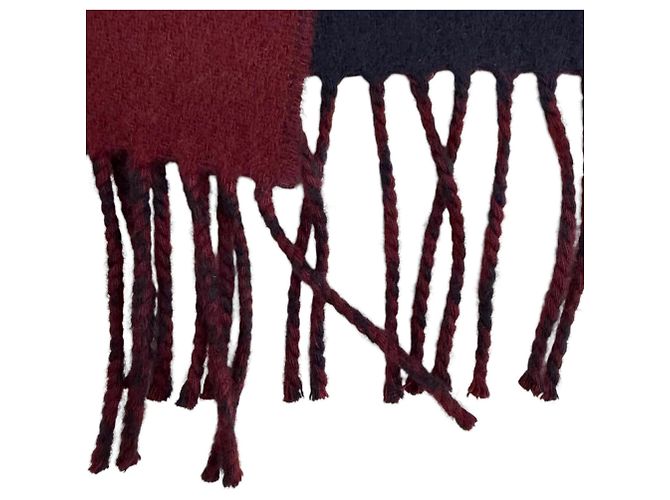 Hermès Estola de cashmere Hermes Recto Verso Bordeaux Azul marinho - vista 5