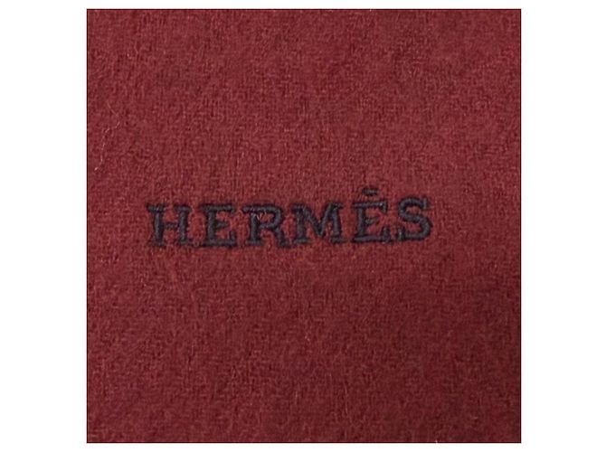 Hermès Estola de cashmere Hermes Recto Verso Bordeaux Azul marinho - vista 6