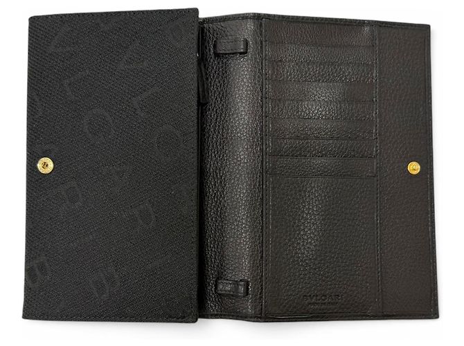 Bulgari Bvlgari Canvas Leather Logo Shoulder Wallet Black - view 6