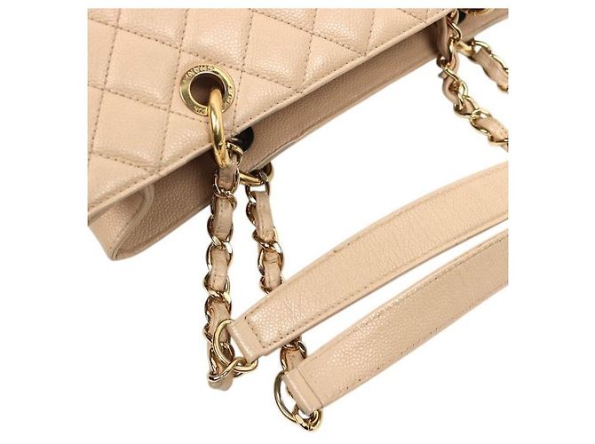 Chanel Bolso de hombro Grand Shopping Big CC en Caviar Beige Castaño - vista 10