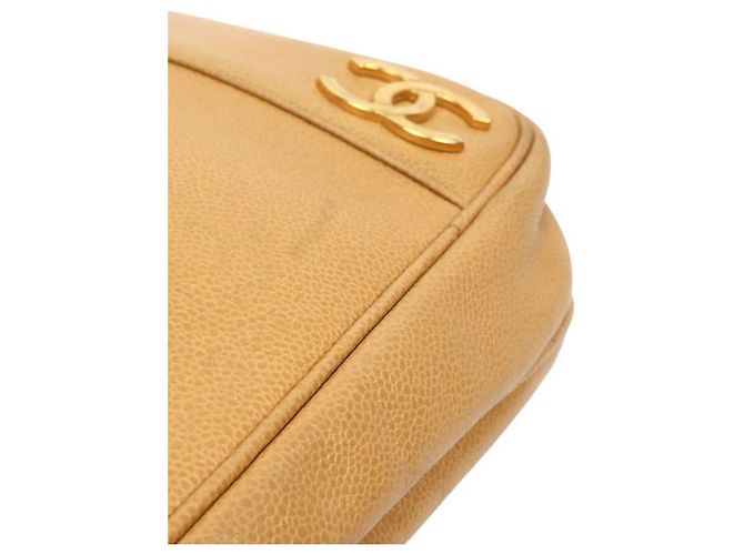Chanel Bolsa de Ombro Triple CC Chain em couro caviar bege Marrom - vista 11