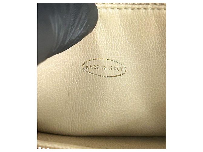 Chanel Bolsa de Ombro Triple CC Chain em couro caviar bege Marrom - vista 9