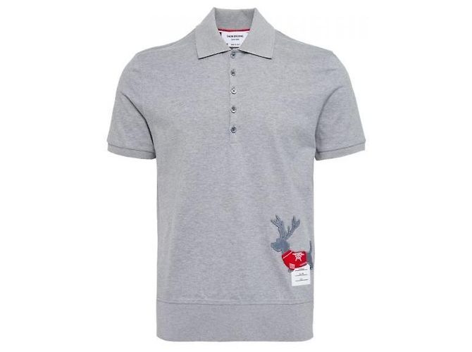 Thom Browne Kurzarm-Poloshirt aus Baumwolljersey Braun - Ansicht 3