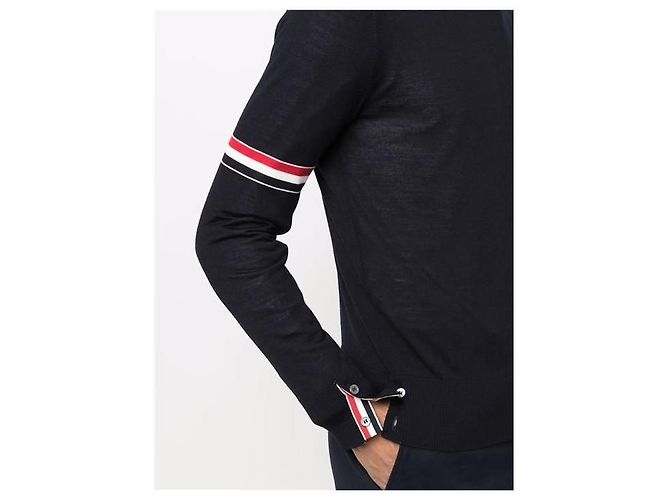 Thom Browne Feiner Merino-Wollstrick mit Armbündchen Mehrfarben - Ansicht 5