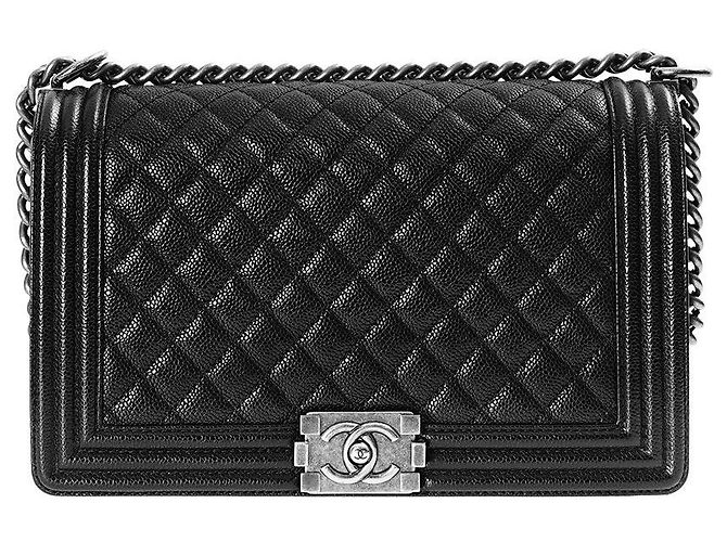 Chanel Borsa Boy Caviar Large Flap Bag Nero - vista 3