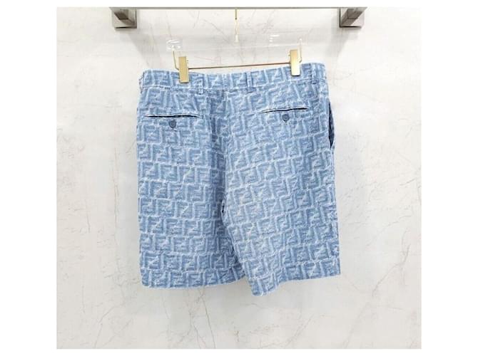 Fendi Bermuda in lino ff FF Blu - vista 2