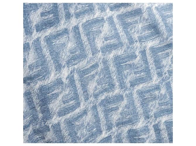 Fendi Bermuda in lino ff FF Blu - vista 3