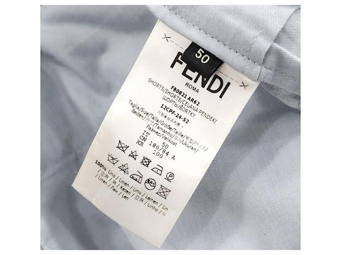 Fendi Bermuda in lino ff FF Blu - vista 4