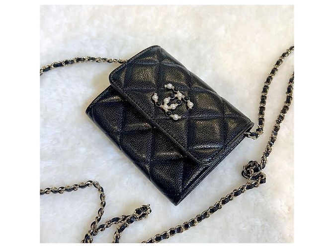 Chanel WOC Classic Pearl CC Logo Nero Mai Usata - vista 3