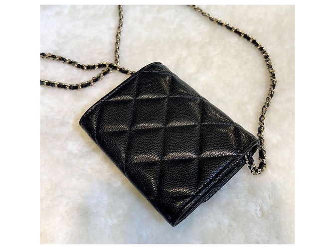 Chanel WOC Classic Pearl CC Logo Nero Mai Usata - vista 5