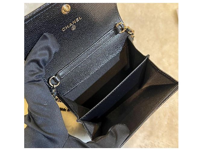Chanel WOC Classic Pearl CC Logo Nero Mai Usata - vista 6