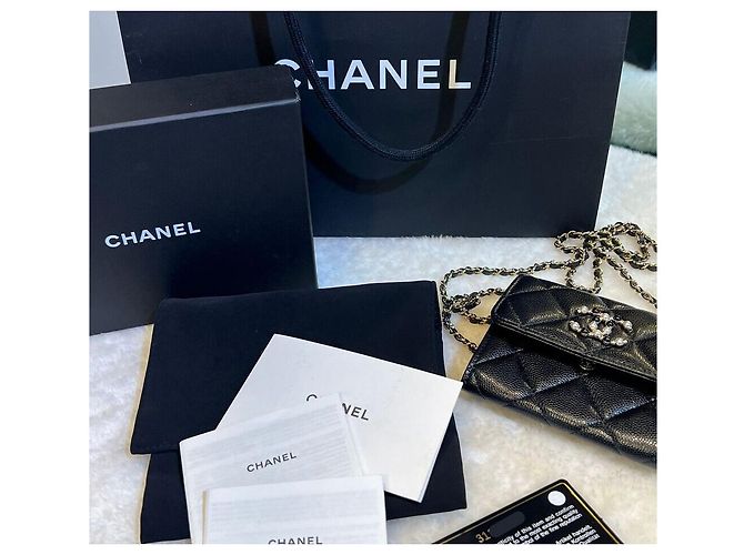 Chanel WOC Classic Pearl CC Logo Nero Mai Usata - vista 7