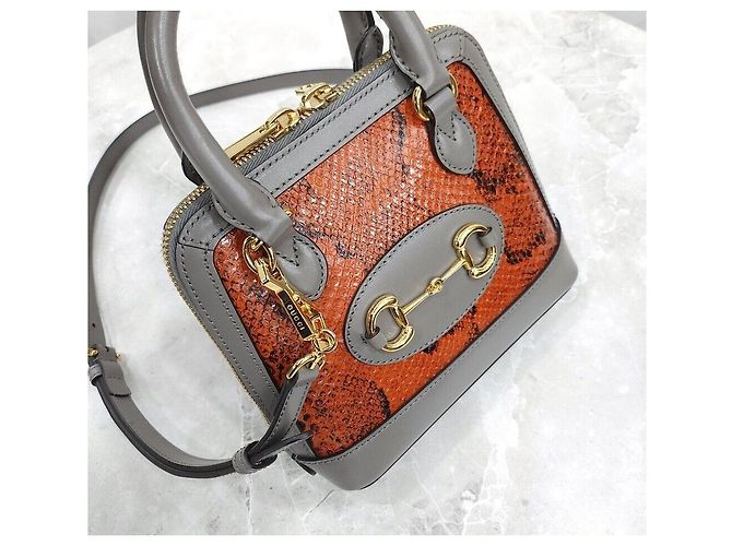 Gucci Mini Borsa a Tracolla Top Handle in Python Horsebit - vista 4