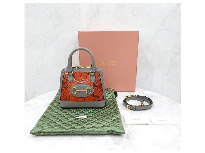Gucci Mini Borsa a Tracolla Top Handle in Python Horsebit - vista 9