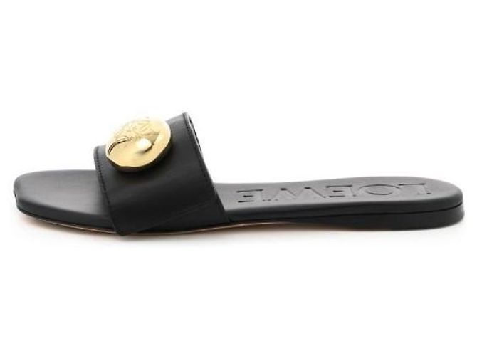 Loewe Pebble Slide in vitello morbido Nero - vista 4