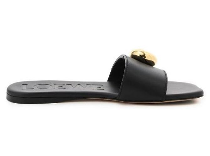 Loewe Pebble Slide in vitello morbido Nero - vista 5