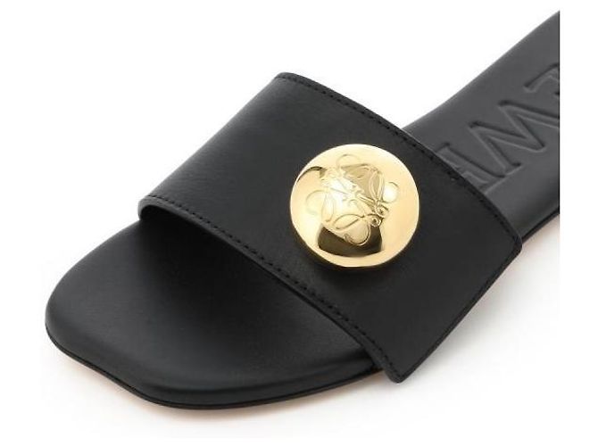 Loewe Pebble Slide in vitello morbido Nero - vista 7