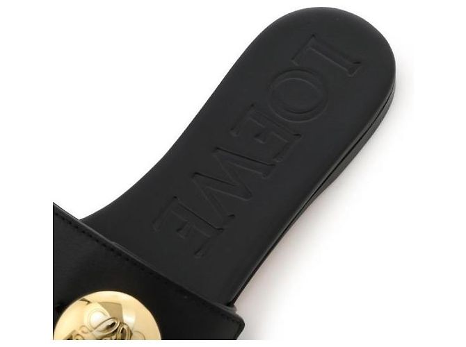 Loewe Pebble Slide in vitello morbido Nero - vista 8