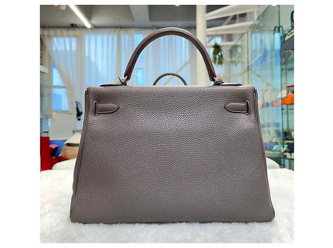 Hermès Kelly Epsom Silver Stamp Marrone - vista 2