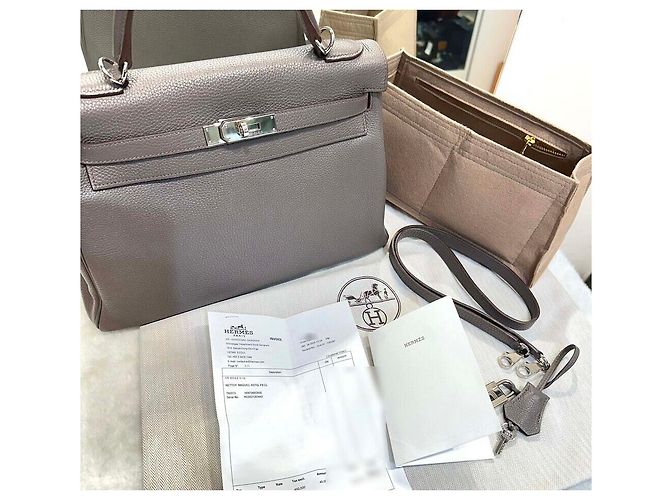 Hermès Kelly Epsom Silver Stamp Marrone - vista 8