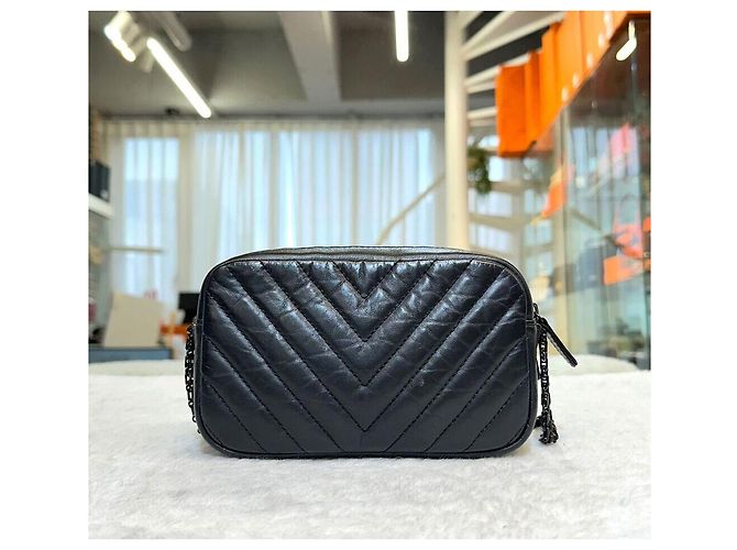 Chanel Vintage Chevron Camera Bag Mini Schwarz - Ansicht 3
