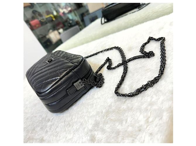 Chanel Vintage Chevron Camera Bag Mini Schwarz - Ansicht 7
